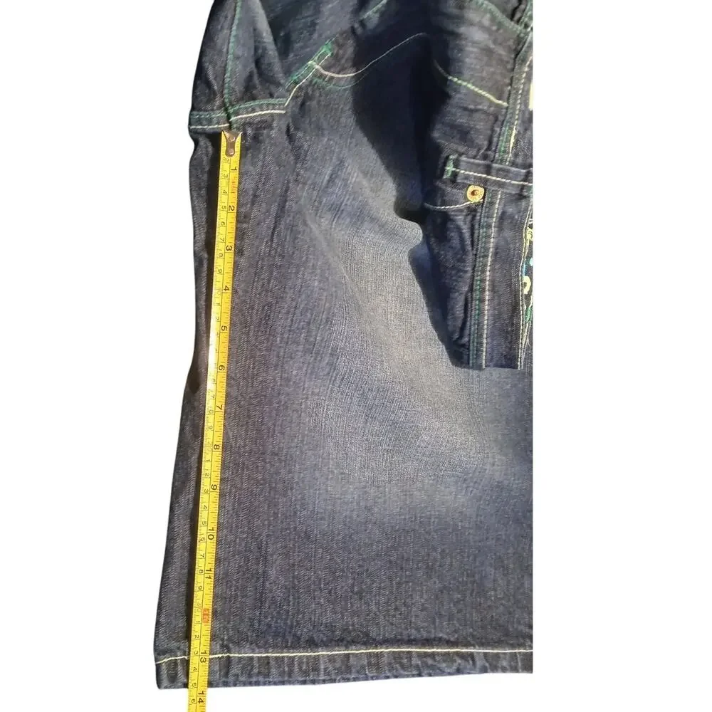 Brooklyn Xpress Men's Denim Shorts Size 36 Baggy Hip Hop Jeans-Missing Button‎